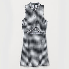 Акция на Сукня-сорочка міні літня жіноча H&M 0714827001 32 (155/76А) Чорна з білим от Rozetka