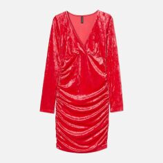 Акція на Сукня коротка осіння жіноча H&M 0928254_крас.велюр XS Червона від Rozetka