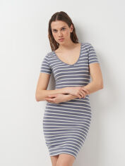 Акція на Сукня-футболка коротка жіноча H&M 0525352 XS Сіра з синім від Rozetka