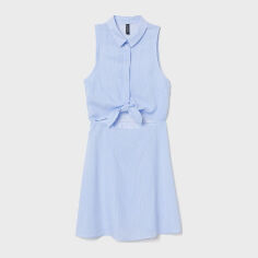 Акция на Сукня-сорочка міні літня жіноча H&M 0714827 44 Блакитна от Rozetka