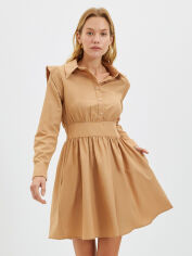 Акция на Сукня-сорочка міні літня жіноча Trendyol TWOAW22EL1120 36 Camel от Rozetka