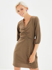 Акція на Сукня коротка літня жіноча Trendyol TWOAW22EL0878 36 Khaki від Rozetka