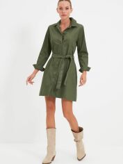 Акція на Сукня-сорочка коротка жіноча Trendyol TWOAW22EL1575 36 Khaki від Rozetka