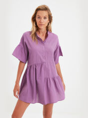Акция на Сукня-сорочка міні літня жіноча Trendyol TBESS20EL0873 34 Lila от Rozetka