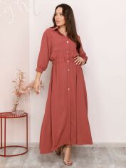 Акція на Плаття-сорочка довге літне жіноче ISSA PLUS SA-169 XL Темно-рожеве від Rozetka