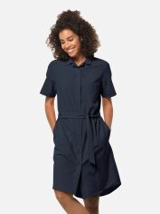 Акция на Сукня-сорочка міді літня жіноча Jack Wolfskin Holiday Midi Dress 1507211-1010 S Темно-синя от Rozetka