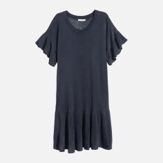 Акція на Сукня-футболка міні літня жіноча H&M 0526836001 XS (160/80А) Темно-синя від Rozetka