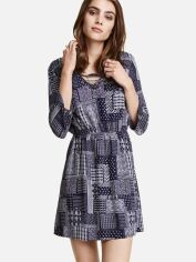 Акція на Сукня коротка осіння жіноча H&M 0406419_темно синій-орнамент_03 34 Темно-синя від Rozetka