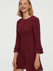 Акция на Сукня міні осіння жіноча H&M 0690193-05 32 Бордова от Rozetka