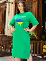Акция на Плаття-футболка міді осіннє жіноче Jaklin 8210-1 L-XXL Зелена з карткою от Rozetka