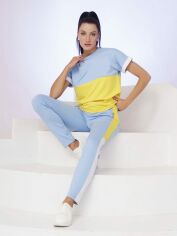 Акція на Спортивний костюм жіночий ISSA PLUS 12021 XL Жовтий з блакитним від Rozetka