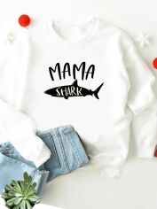 Акция на Світшот жіночий Zuzu Mama shark ZZP00064 L Білий з принтом от Rozetka