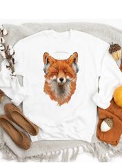 Акция на Світшот жіночий Zuzu Cool fox ZZP00243 XL Білий з принтом от Rozetka