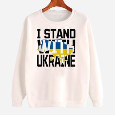 Акция на Світшот жіночий Love&Live I stand with Ukraine LLP01529 M Білий з принтом от Rozetka