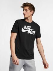 Акція на Футболка бавовняна довга чоловіча Nike M Nsw Tee Just Do It Swoosh AR5006-011 S Чорна з принтом від Rozetka