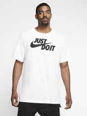 Акція на Футболка бавовняна довга чоловіча Nike M Nsw Tee Just Do It Swoosh AR5006-100 L Біла з принтом від Rozetka