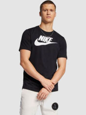 Акція на Футболка бавовняна довга чоловіча Nike M Nsw Tee Icon Futura AR5004-010 L Чорна З принтом від Rozetka