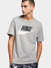 Акция на Футболка бавовняна довга чоловіча Nike M Nsw Tee Icon Futura AR5004-063 XL Сіра З принтом от Rozetka