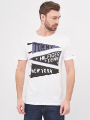 Акція на Футболка бавовняна довга чоловіча Tommy Hilfiger 10219.1 2XL Біла від Rozetka