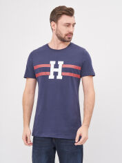 Акція на Футболка бавовняна довга чоловіча Tommy Hilfiger 10220.1 S Синя від Rozetka