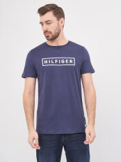 Акція на Футболка бавовняна довга чоловіча Tommy Hilfiger 10223 S (44) Темно-синя від Rozetka