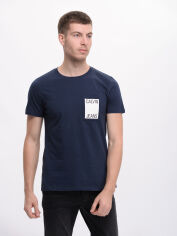 Акція на Футболка бавовняна довга чоловіча Calvin Klein Jeans 10062 S Темно-синя від Rozetka