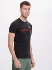 Акція на Футболка бавовняна довга чоловіча Armani Jeans 6458.1 S Чорна від Rozetka