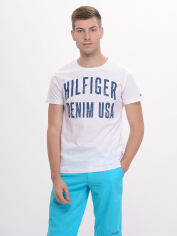 Акція на Футболка бавовняна довга чоловіча Tommy Hilfiger 9156.2 S Біла від Rozetka
