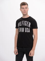 Акція на Футболка бавовняна довга чоловіча Tommy Hilfiger 9156.1 S Чорна від Rozetka