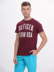 Акція на Футболка бавовняна довга чоловіча Tommy Hilfiger 9156.4 S Бордова від Rozetka