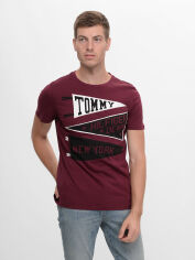 Акція на Футболка бавовняна довга чоловіча Tommy Hilfiger 9525.3 S Бордова від Rozetka