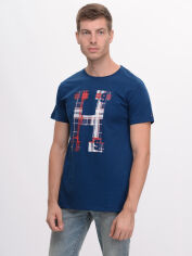 Акція на Футболка бавовняна довга чоловіча Tommy Hilfiger 9634.3 S Синя від Rozetka