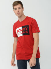 Акція на Футболка бавовняна довга чоловіча Tommy Jeans 10030.2 M Червона від Rozetka