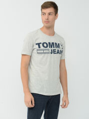 Акція на Футболка бавовняна довга чоловіча Tommy Jeans 10032.1 M Світло-сіра від Rozetka