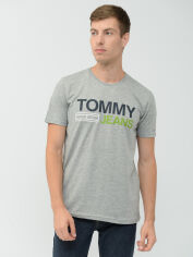 Акція на Футболка бавовняна довга чоловіча Tommy Jeans 10032.3 S Сіра від Rozetka