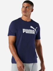 Акція на Футболка бавовняна чоловіча Puma Ess Logo Tee 58666606 L Peacoat від Rozetka