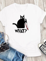 Акция на Футболка Love&Live Cat say "What?" LLP00261 M Біла от Rozetka