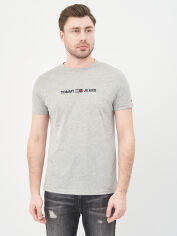 Акція на Футболка бавовняна довга чоловіча Tommy Jeans 10507 2XL (52) Сіра від Rozetka