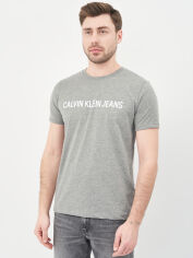 Акція на Футболка бавовняна довга чоловіча Calvin Klein Jeans 10489.3 2XL Сіра від Rozetka