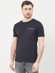 Акція на Футболка бавовняна довга чоловіча Calvin Klein Jeans 10490.4 S Темно-синя від Rozetka