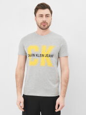Акція на Футболка бавовняна довга чоловіча Calvin Klein Jeans 10561.3 S Сіра від Rozetka