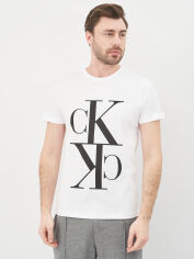 Акція на Футболка бавовняна довга чоловіча Calvin Klein Jeans 10563.2 2XL Біла від Rozetka