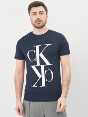 Акція на Футболка бавовняна довга чоловіча Calvin Klein Jeans 10563.3 S Темно-синя від Rozetka