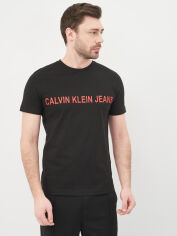 Акція на Футболка бавовняна довга чоловіча Calvin Klein Jeans 10564.1 2XL Чорна від Rozetka
