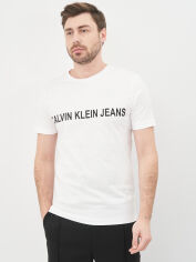 Акція на Футболка бавовняна довга чоловіча Calvin Klein Jeans 10564.2 2XL Біла від Rozetka