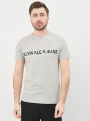 Акція на Футболка бавовняна довга чоловіча Calvin Klein Jeans 10564.4 2XL Сіра від Rozetka