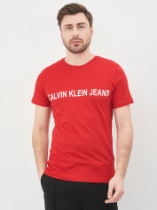 Акція на Футболка бавовняна довга чоловіча Calvin Klein Jeans 10564.5 S Червона від Rozetka