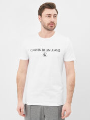 Акція на Футболка бавовняна довга чоловіча Calvin Klein Jeans 10568.2 L Біла від Rozetka