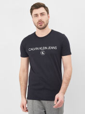 Акція на Футболка бавовняна довга чоловіча Calvin Klein Jeans 10568.3 S Темно-синя від Rozetka