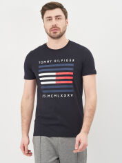 Акція на Футболка бавовняна довга чоловіча Tommy Hilfiger 10574.3 S Темно-синя від Rozetka